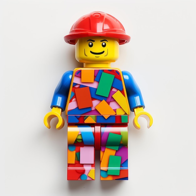 Zdjęcie Żywy postmodernistyczny postać lego fireman w 3d plastikowej teksturze