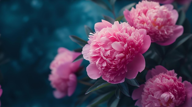 Żywy różowy pioni w pełnym rozkwicie bujny kwiatowy wyświetlacz tematyczny obraz stworzony przez sztuczną inteligencję