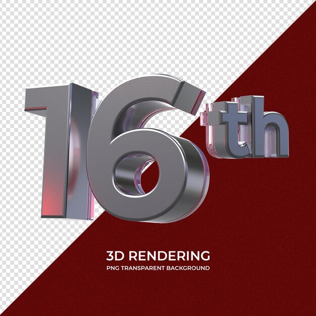 16th 3d rendering trasparent background