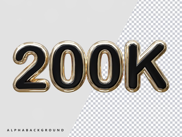 200k text effect 3d rendering illustration element