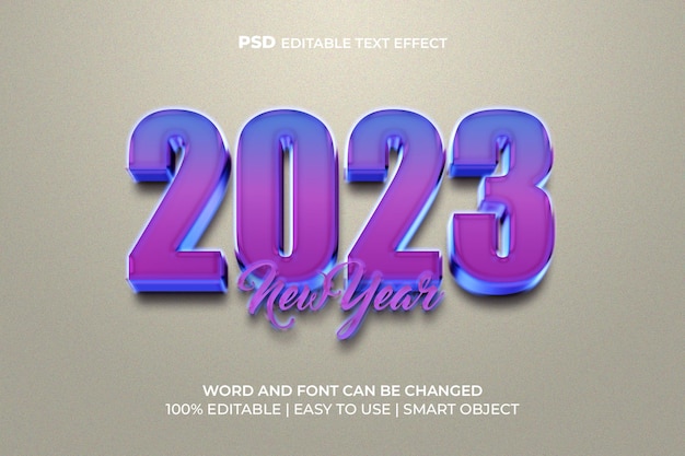 2023 new year colorful 3d editable text effect
