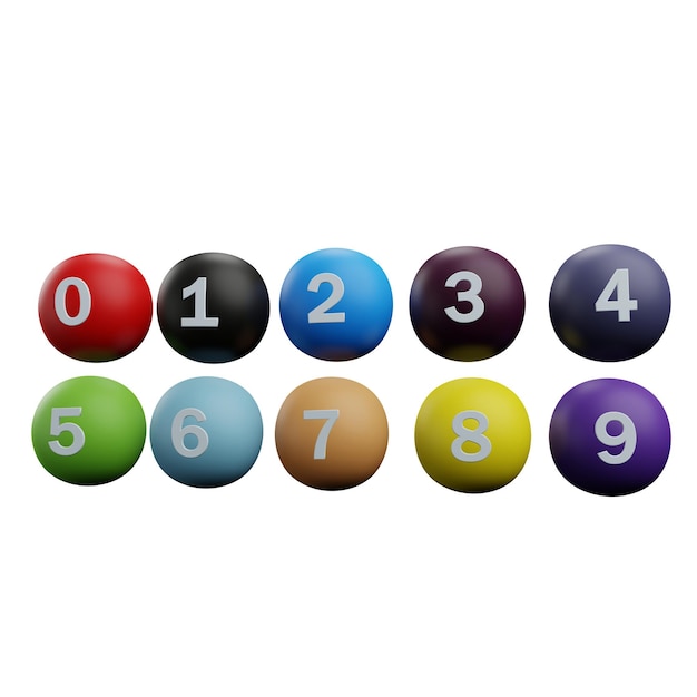3 D illustration of ball number icon