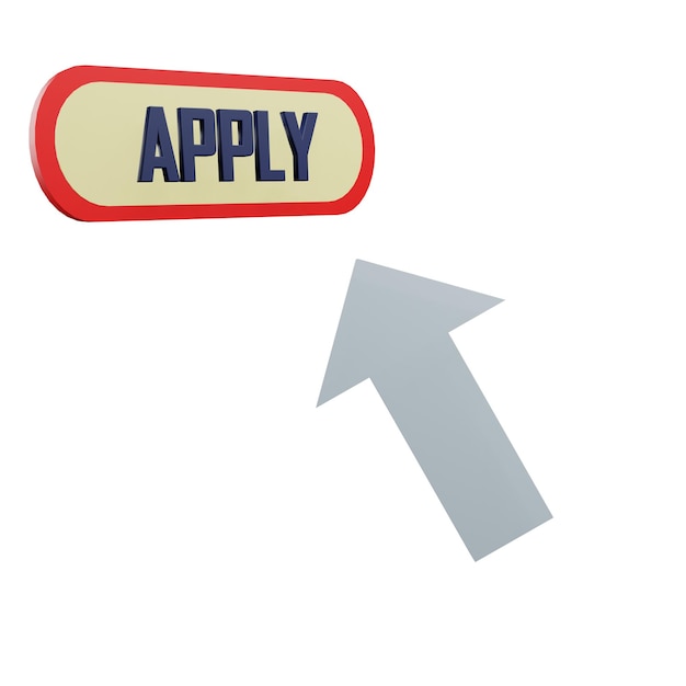 3 D illustration of click apply with transparent background