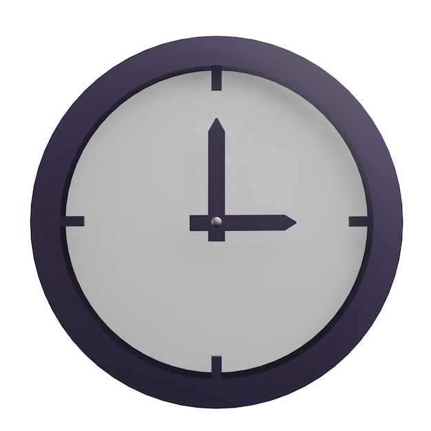 3 D illustration of clock icon with transparent background