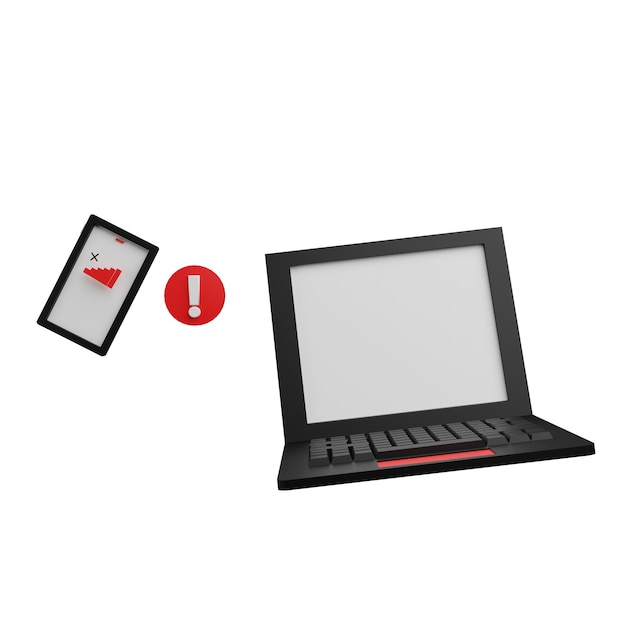 3 D illustration of smart phone and laptop connected
