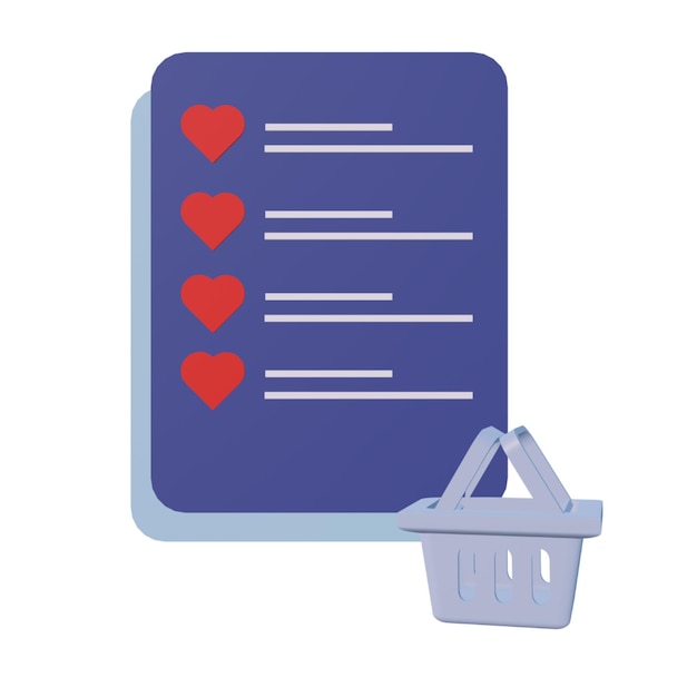 3 D illustration of wish list icon