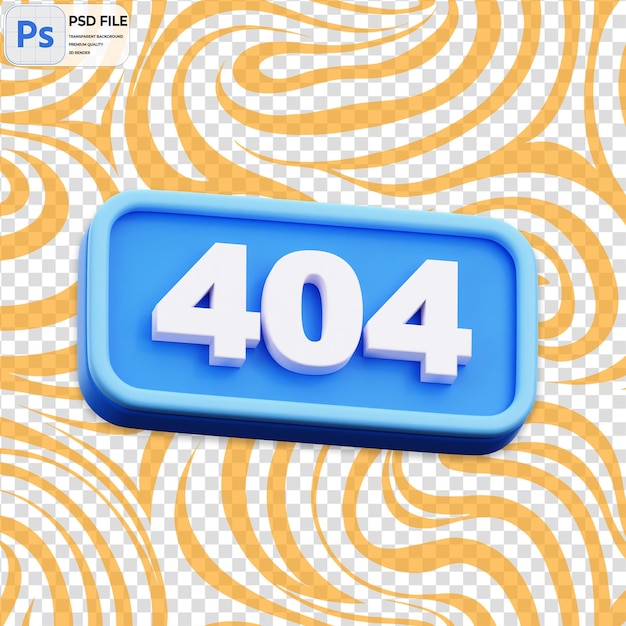 3d 404 error render icon isolated png illustration psd template