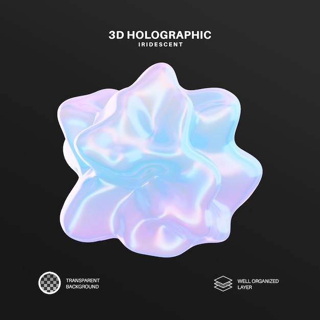 3d abstract object iridescent trasparent isolated background png