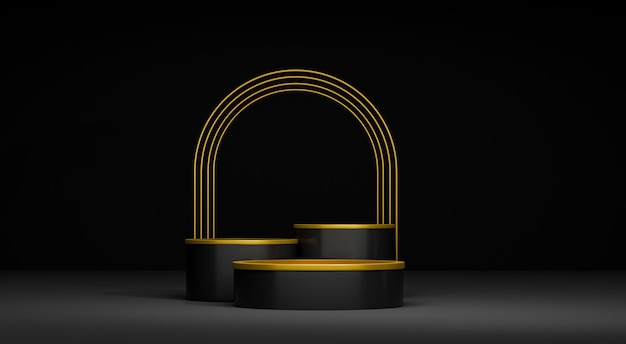 3d abstract Render Podium with Golden Ring