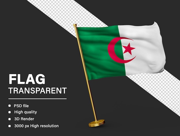 3d algeria flag isolated on transparent background
