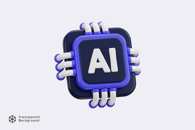 3d artificial intelligence chip icon 3d rendering vector illustration