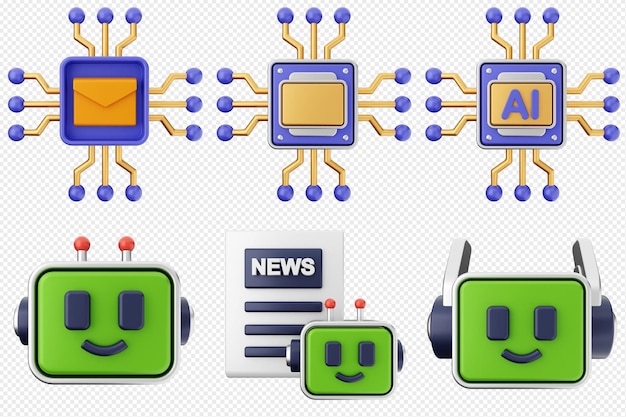 3d artificial intelligence icon set bundle