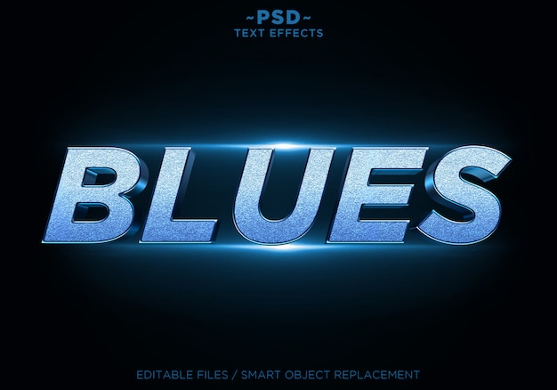 3D Blues Glitter Effects Editable Text