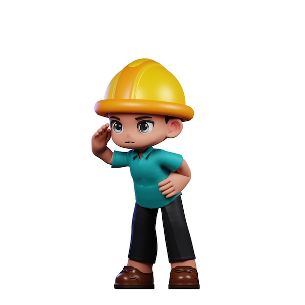 3d boy engineer looking pose