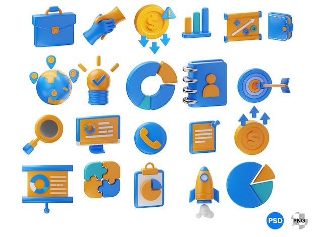 3D Business  Finance Icons