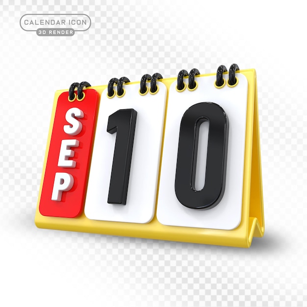 3D Calendar Icon for September 10
