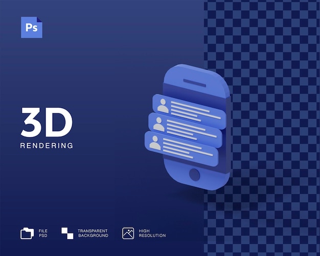 3D chat on phone screen illustration