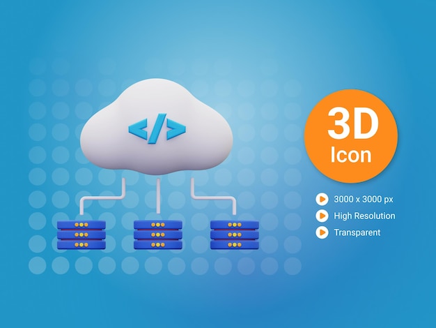 3d cloud server icon