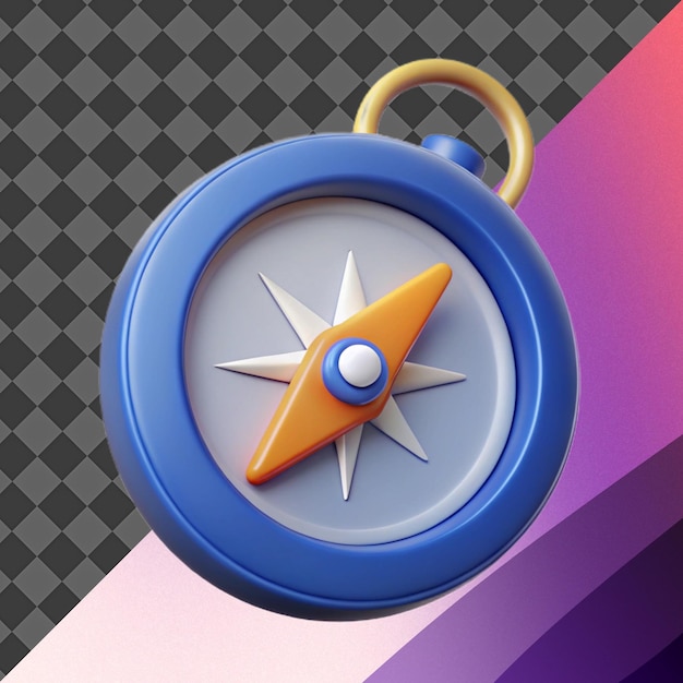 3D Compass Illustration Blue Orange Navigation