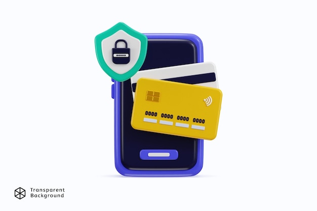 3D credit card money financial security for online shopping and online payment on payment protection