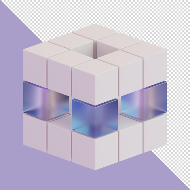 3d cube glass element for post or landing page