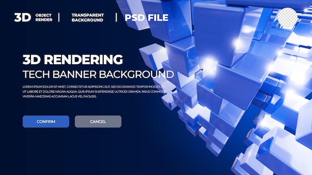 3d cube render tech background banner