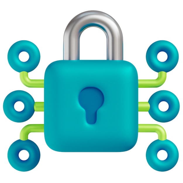 3D cybersecurity Cyber lock icon