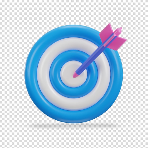 3d dart board for target with bullseye arrow icon