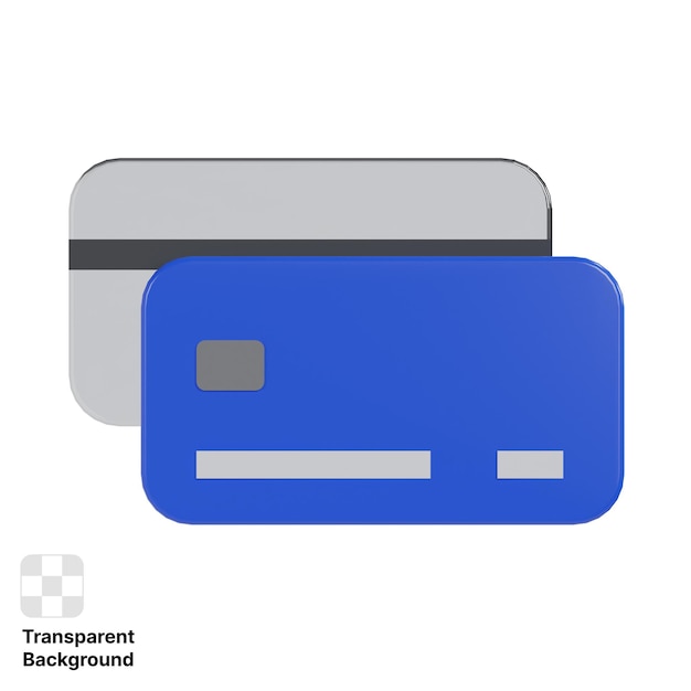 3d double debit credit card with blue and silver color icon