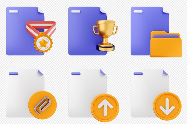 3d file document icon set bundle
