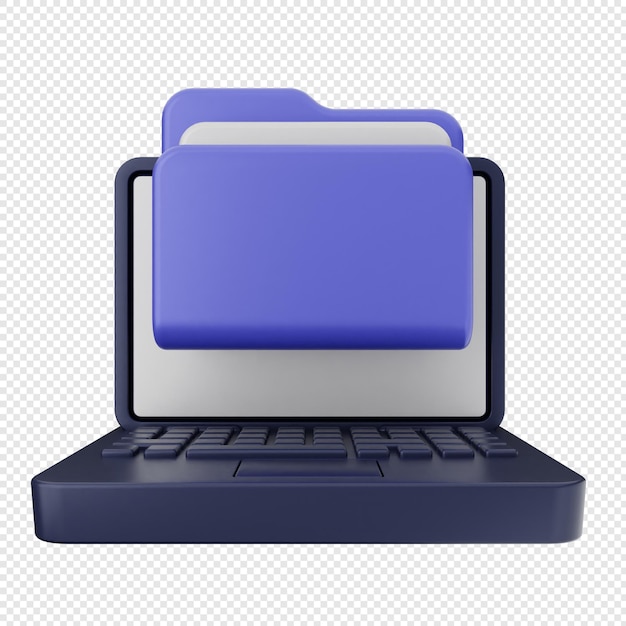 3d folder file document laptop