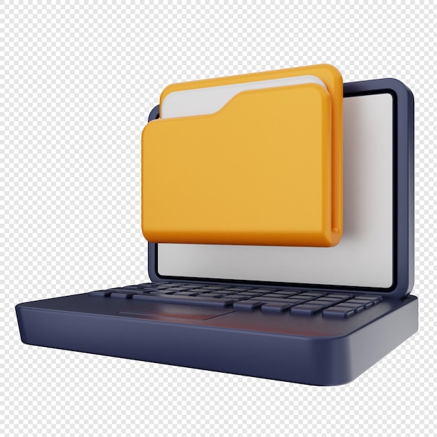 3d folder file document laptop