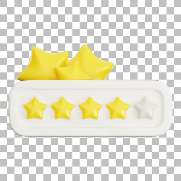 3D Four Star Rating Illustration