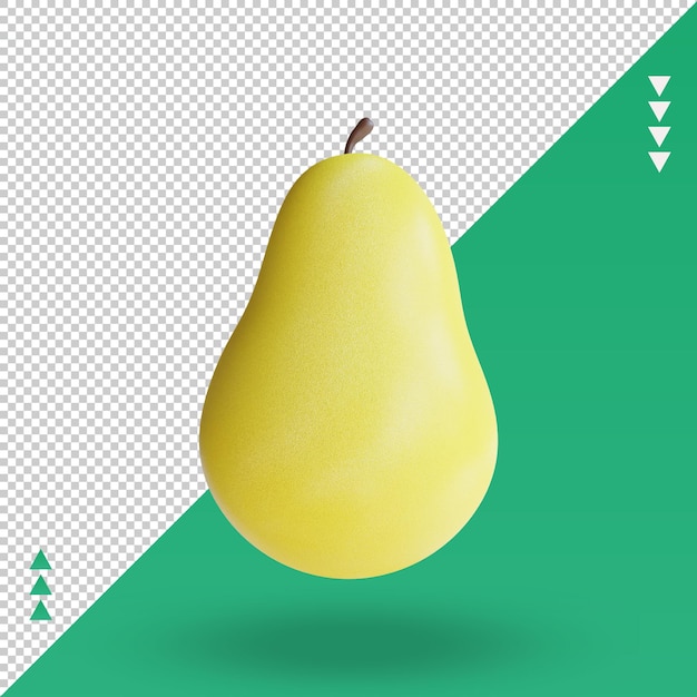 3d fruits pear rendering front view