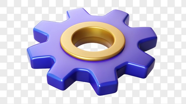 3d gear icon isolated on transparent background