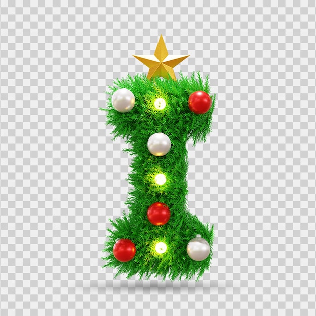 3d grass effect I letter text for christmas design