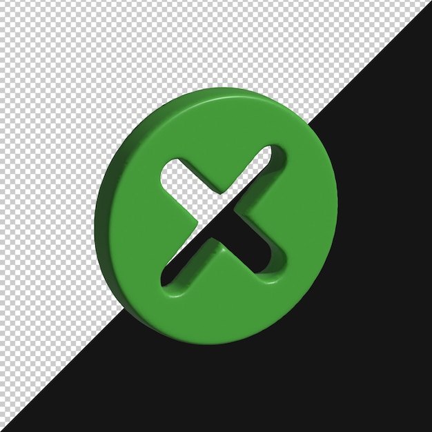 3D green X mark button