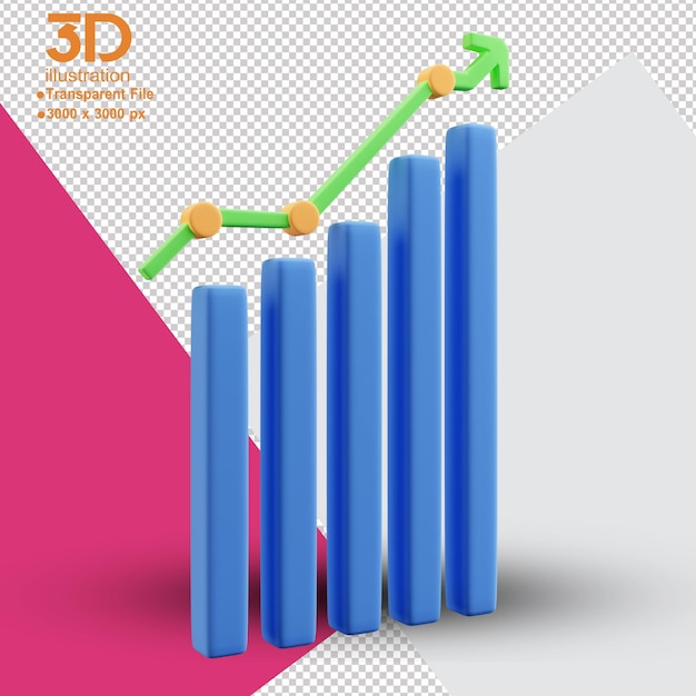 3D Grow UP on isolated 3D illustration PNG