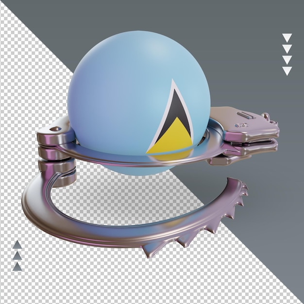 3d handcuff st lucia flag rendering left view
