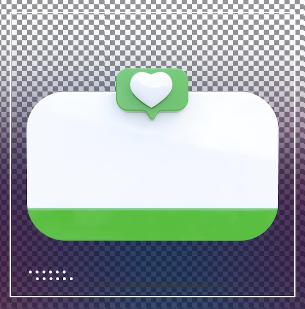 3d heart with text box empty