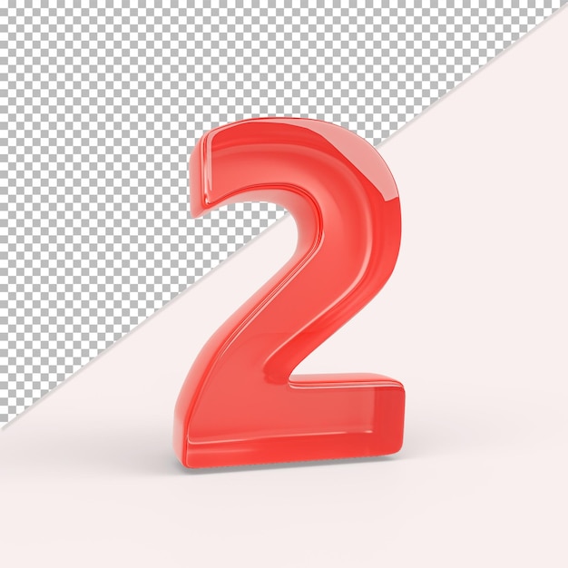 3d high quality render of shinny number 2