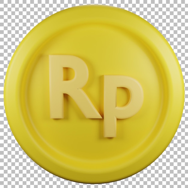 3d icon coin rupiah front view with transparent background