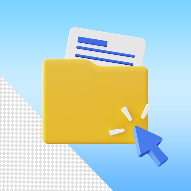 3d icon computer folder files pointer clicking pack template for UI UX web social media and design