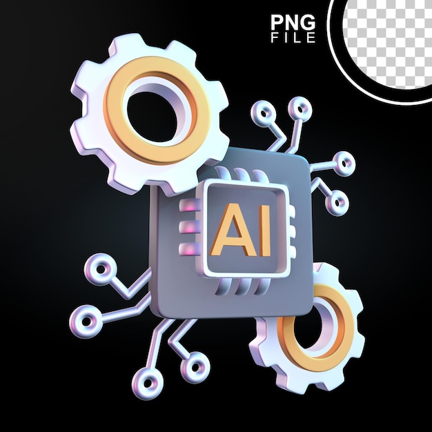3D Icon Design of AI Chip with Gears