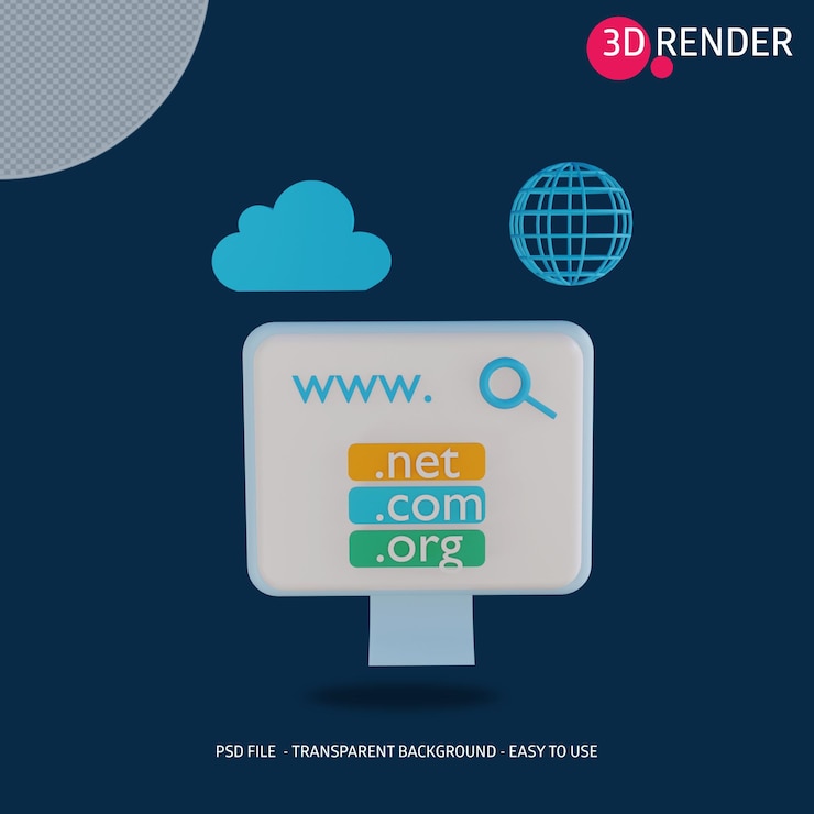 PSD 3d icon domain