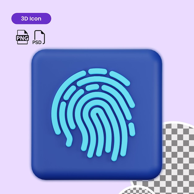3d icon Fingerprint premium psd suitable for website app etc