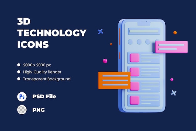 3D Icon Illustration Smartphone Device MObile