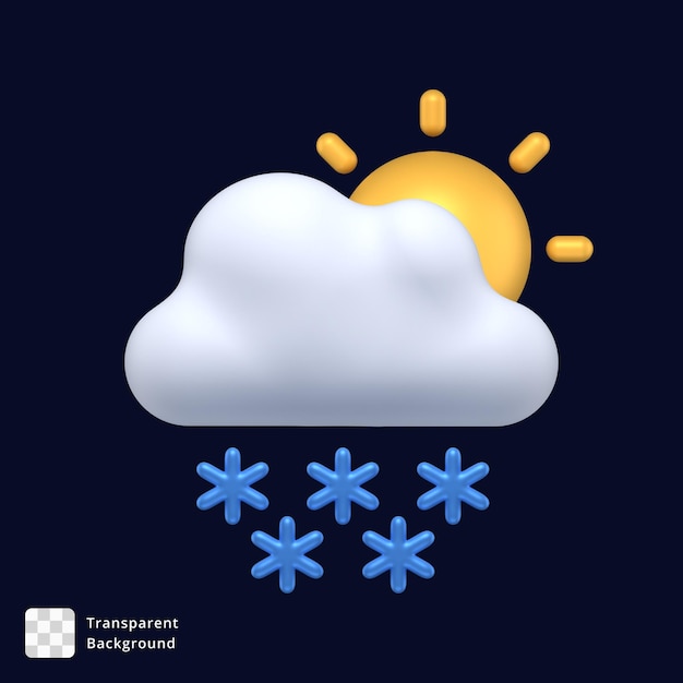 3D icon of a cloudy snowy day
