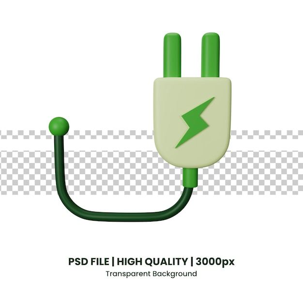 3d icon power plug isolated on the transparent background