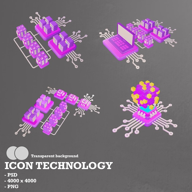 3d icon technology blockchain and artificial intelligence